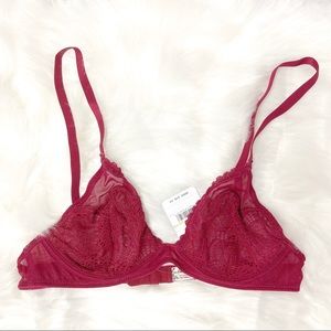 Free People Intimately Wine Lace Bra, NWT, 34B